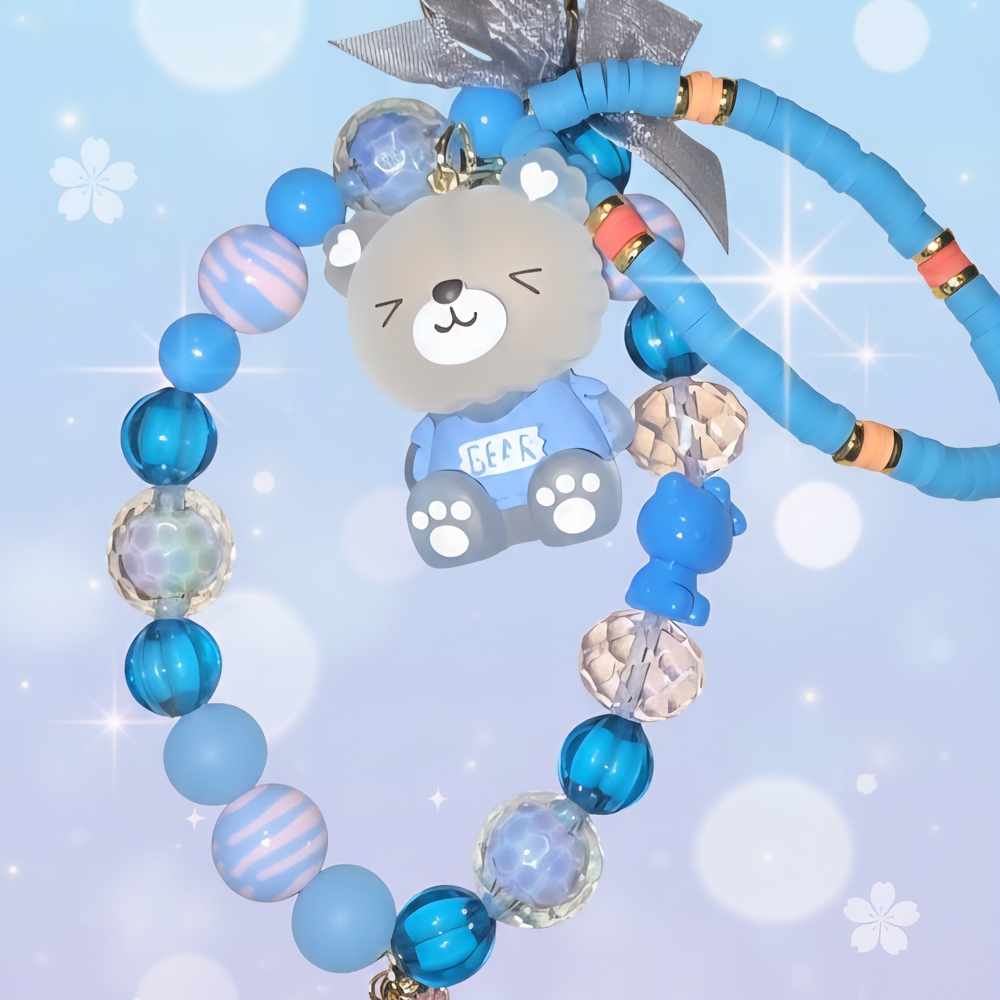 Pastel Blue Bear Bag/phone Charm & Keychain